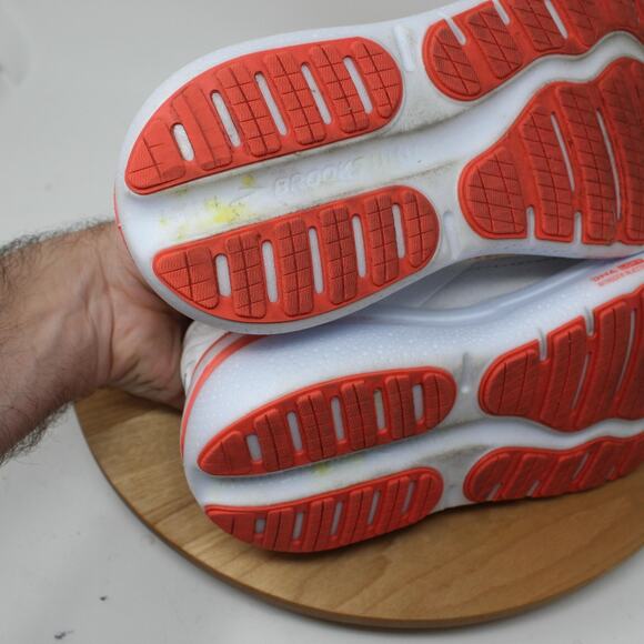 Brooks Shoes Womens 8 Ghost 2 Max White Red Running Sneakers Comfort Athleisure - Picture 7 of 11